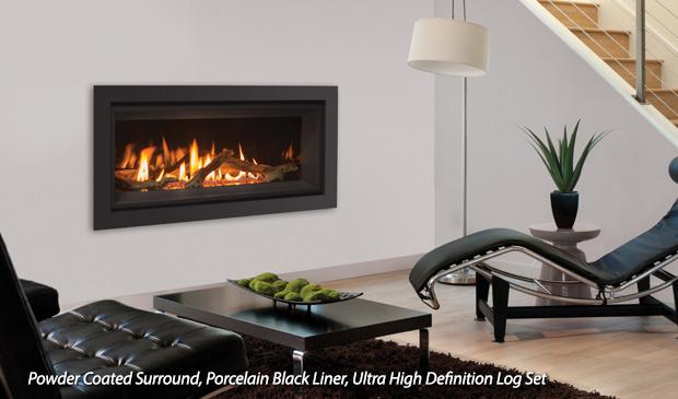 C34 Linear Gas Fireplace IPI w/Burner, Tray, Vermiculite, Top LED Kit, Steel Liner & Remote