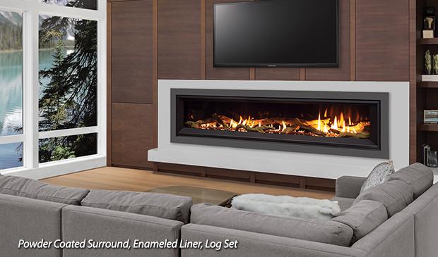 C72 Linear Gas Fireplace IPI w/Burner, Tray, Vermiculite, Top Lighting, Steel Liner & Remote