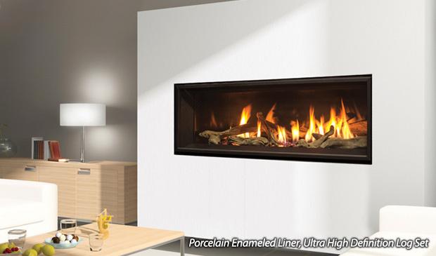 C44 Linear Gas Fireplace IPI w/Burner, Tray, Vermiculite, Top Lighting, Steel Liner & Remote -