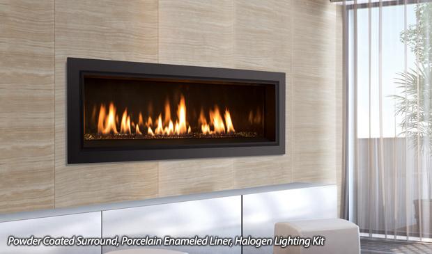 C44 Linear Gas Fireplace Nova w/Burner, Tray, Vermiculite, Steel Liner & LP Conv. Kit