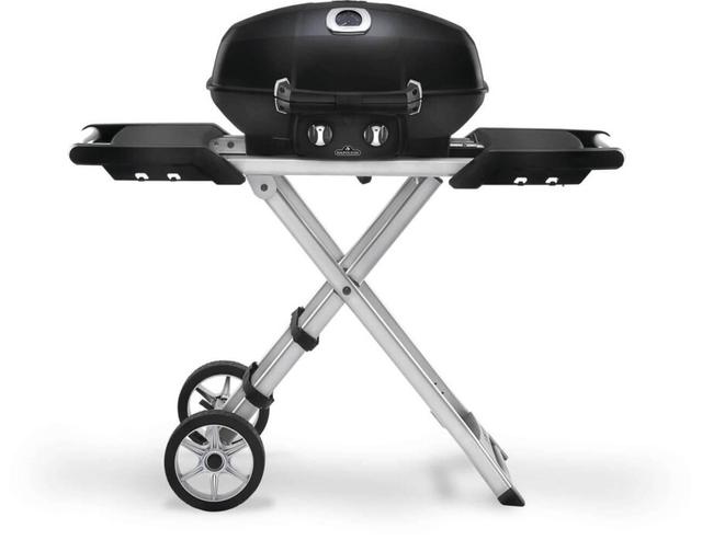 TravelQTM PRO285X Portable Propane Gas Grill with Scissor Cart, Black